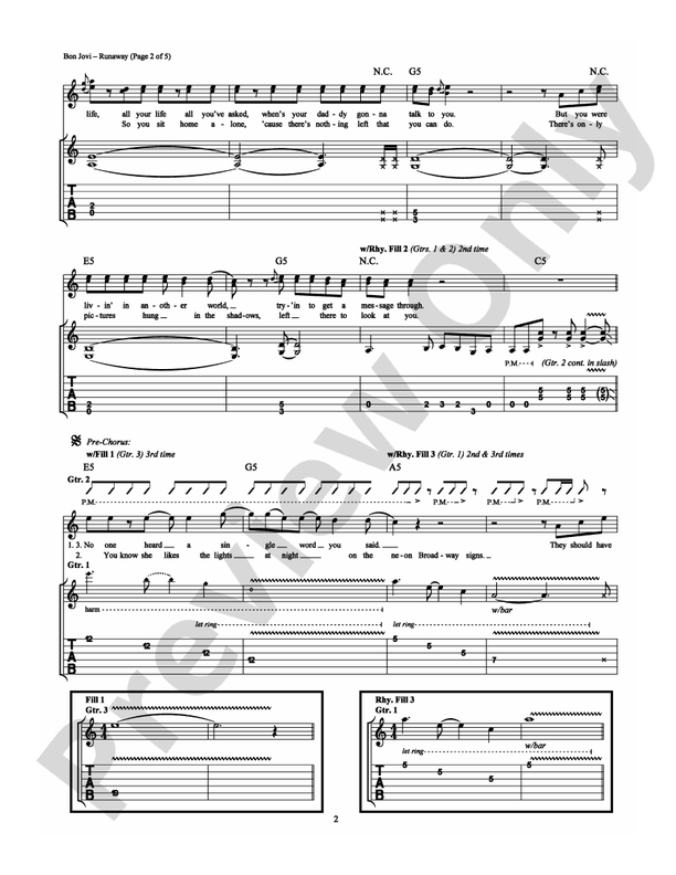 Runaway - Guitar TAB (Digital Download)