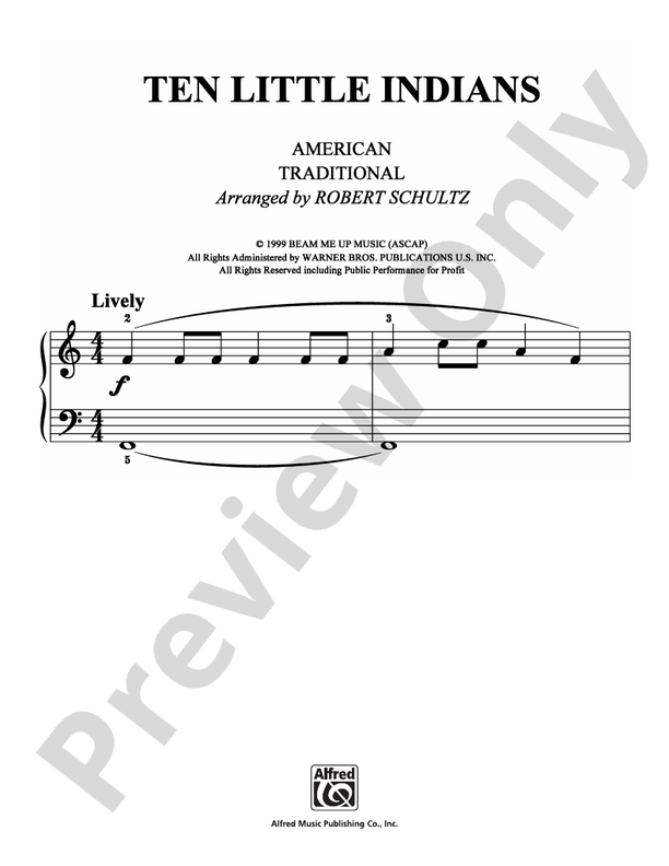 Ten Little Indians - Arr. Robert Schultz - Easy Piano (Digital Download)