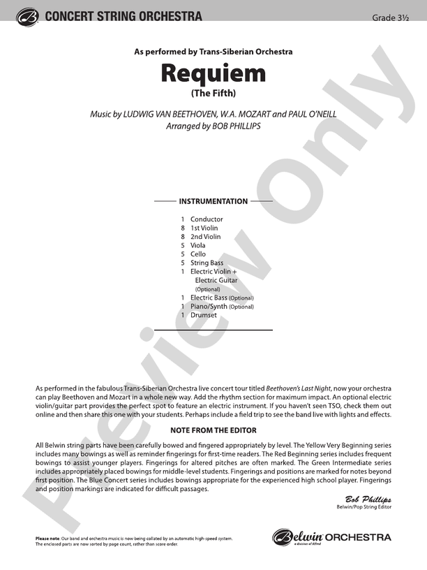 Requiem (The Fifth) – String Orchestra Conductor Score & Parts (Digital Download)