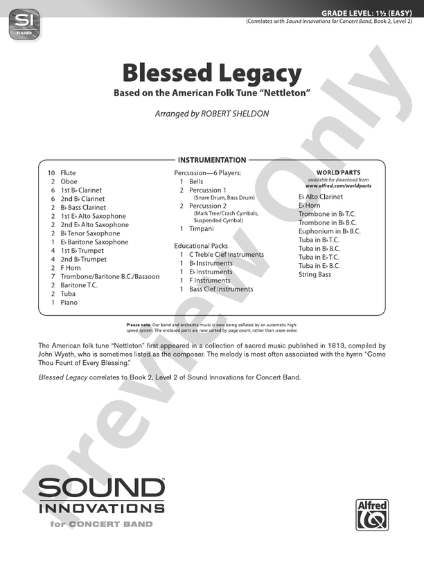 Blessed Legacy - Concert Band Conductor Score & Parts (Digital Download)