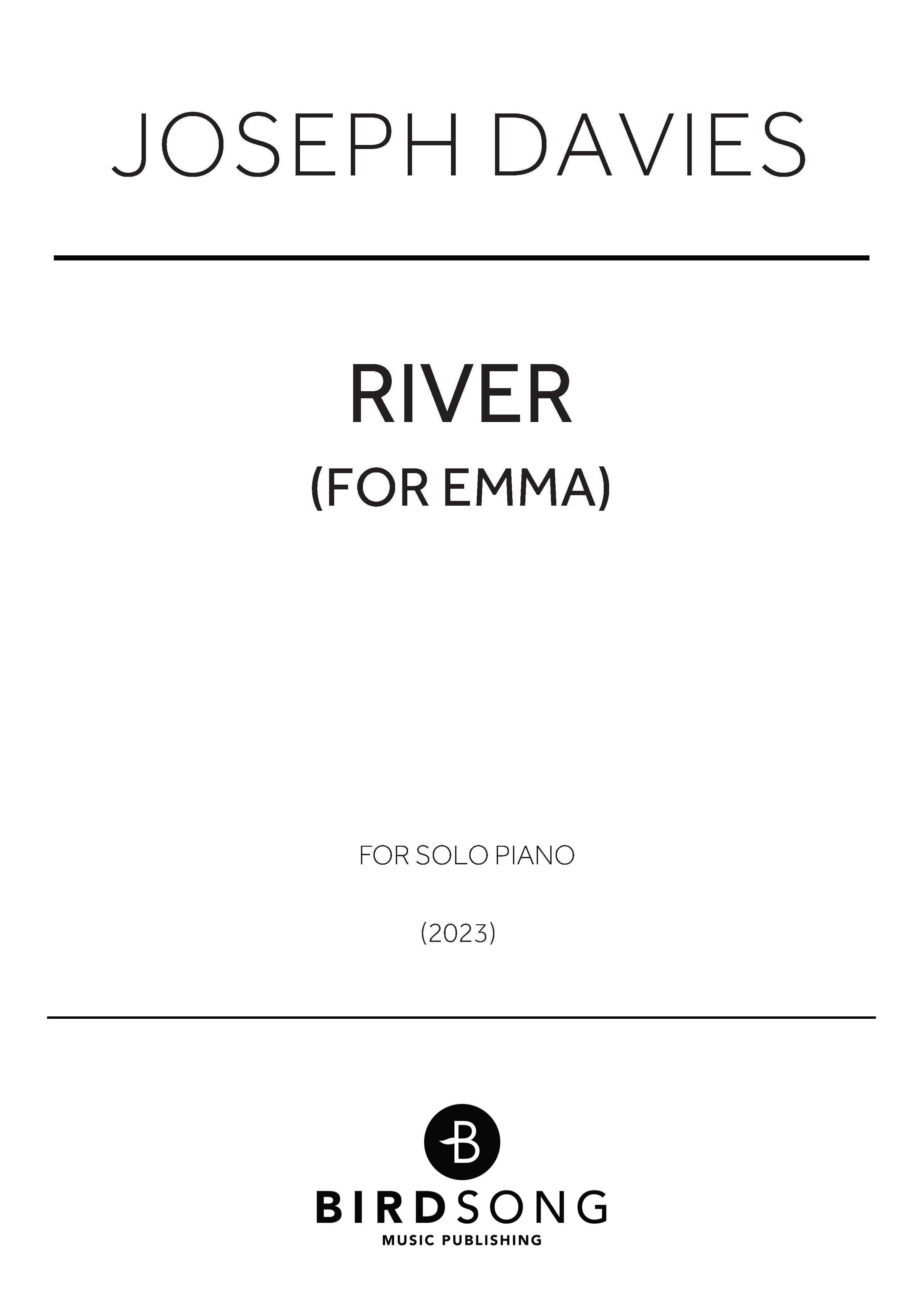 Davies - River (for Emma) - Piano Solo (Digital Download)