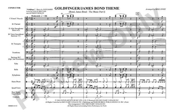 Goldfinger / James Bond Theme – Marching Band Conductor Score & Parts (Digital Download)