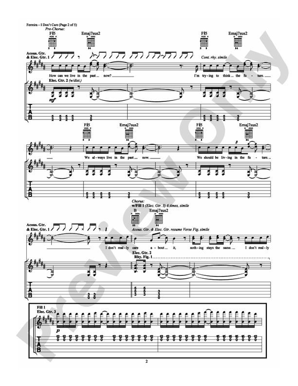 I Don't Care - Guitar TAB (Digital Download)