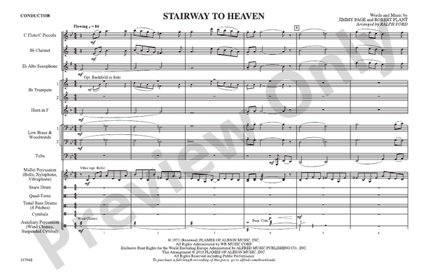 Stairway to Heaven – Marching Band Conductor Score & Parts (Digital Download)