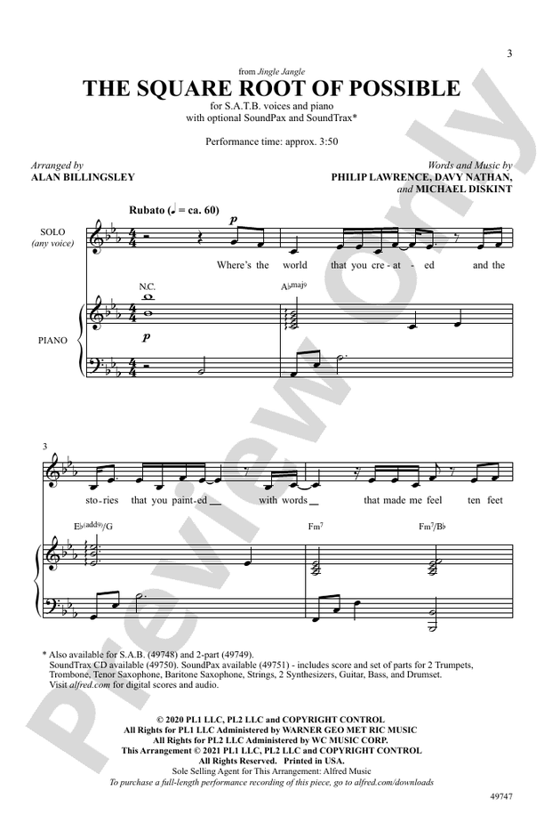 The Square Root of Possible - SATB Choral Octavo (Digital Download)