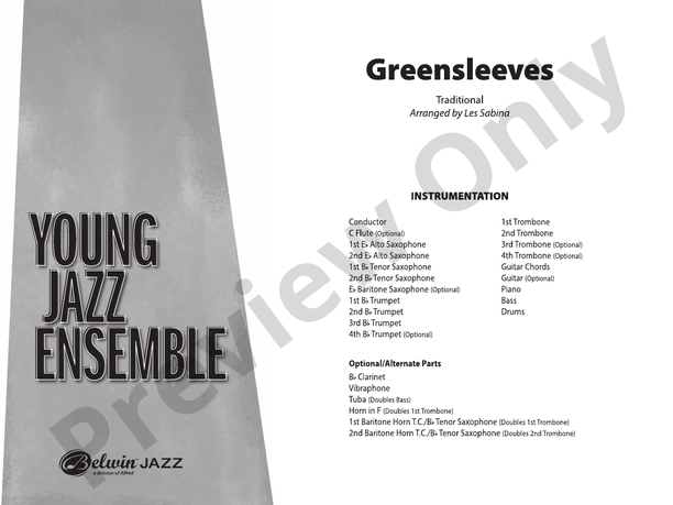Greensleeves (Grade 2) – Jazz Ensemble Conductor Score & Parts (Digital Download)