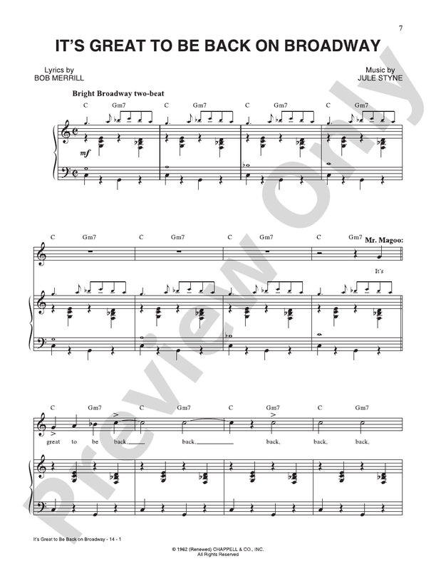 It's Great To Be Back On Broadway - Mr. Magoo - PVG (Digital Download)