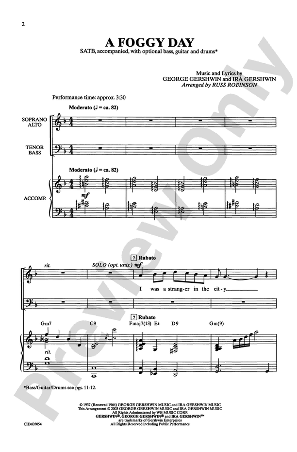 A Foggy Day - SATB Choral Octavo (Digital Download)
