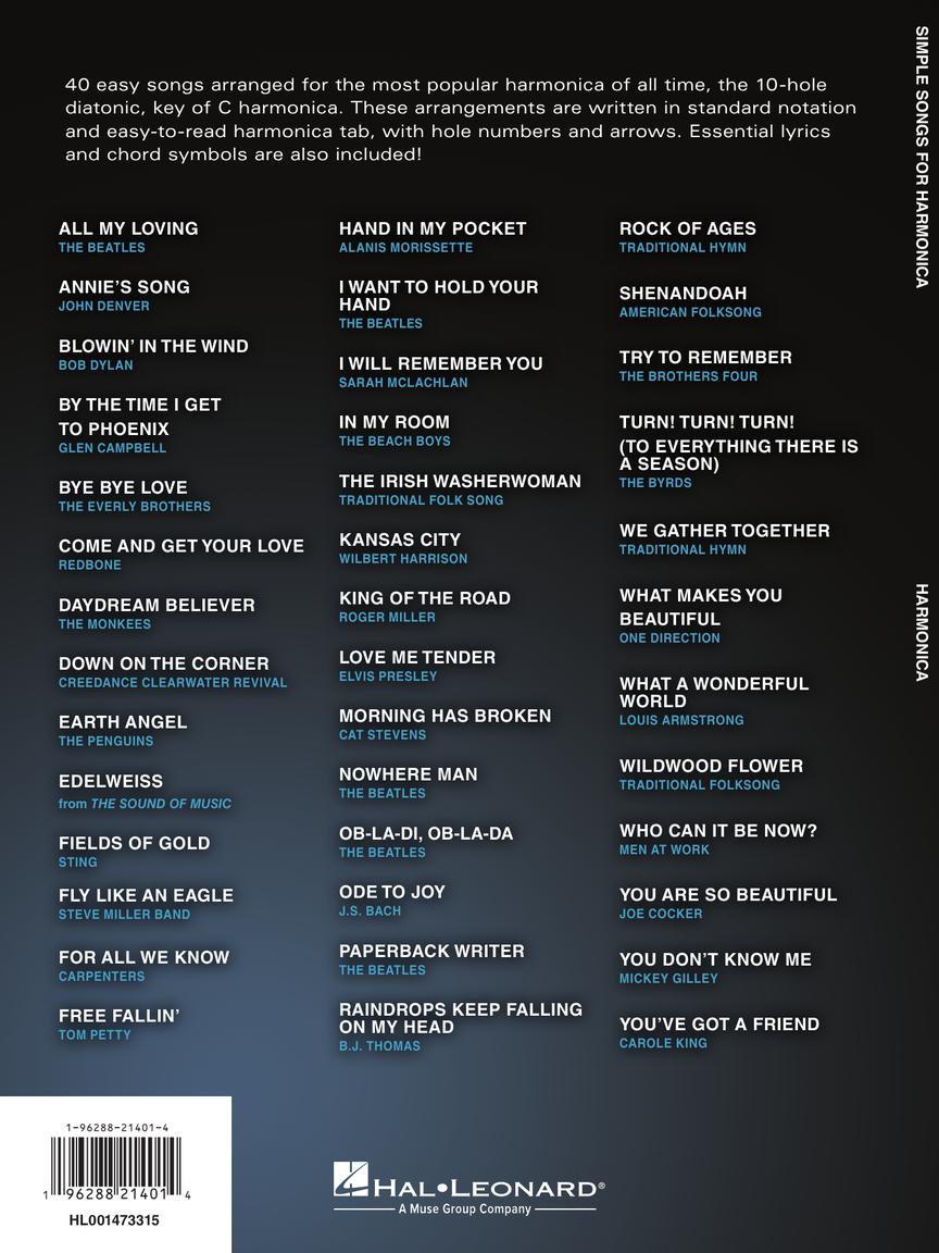 Simple Songs for Harmonica - Hal Leonard 1473315