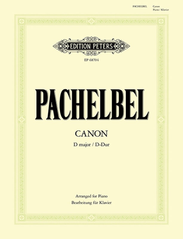 Pachelbel - Canon in Dmaj - Piano Solo - Peters EP68704