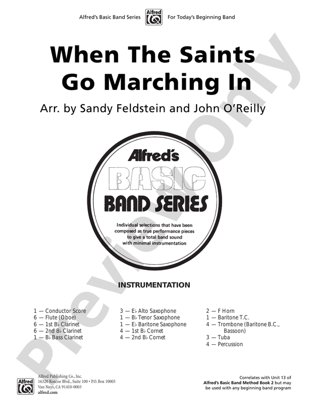 When the Saints Go Marching In - Concert Band Conductor Score & Parts (Digital Download)