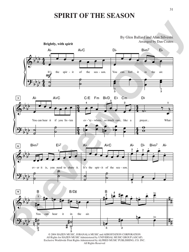 Spirit of the Season (from "The Polar Express") - DSM-PS-0012900 - Easy Piano (Digital Download)