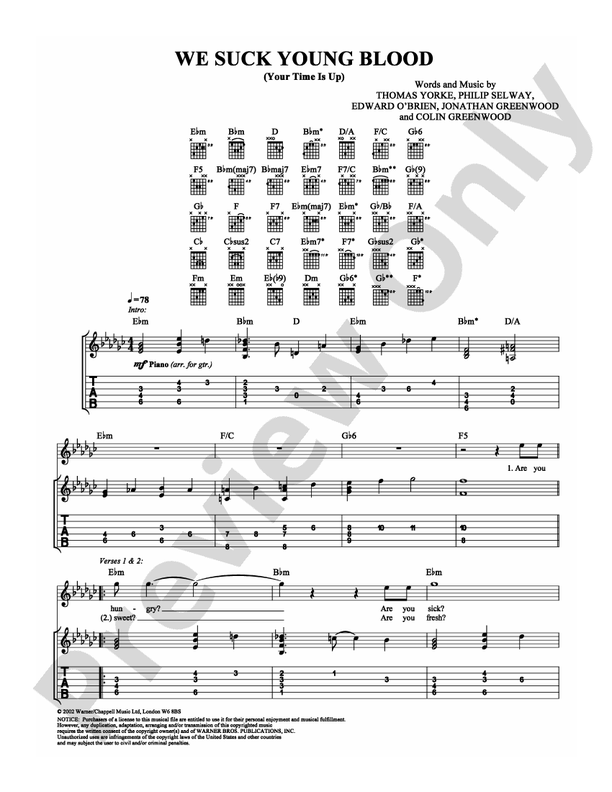 We Suck Young Blood - Guitar TAB (Digital Download)