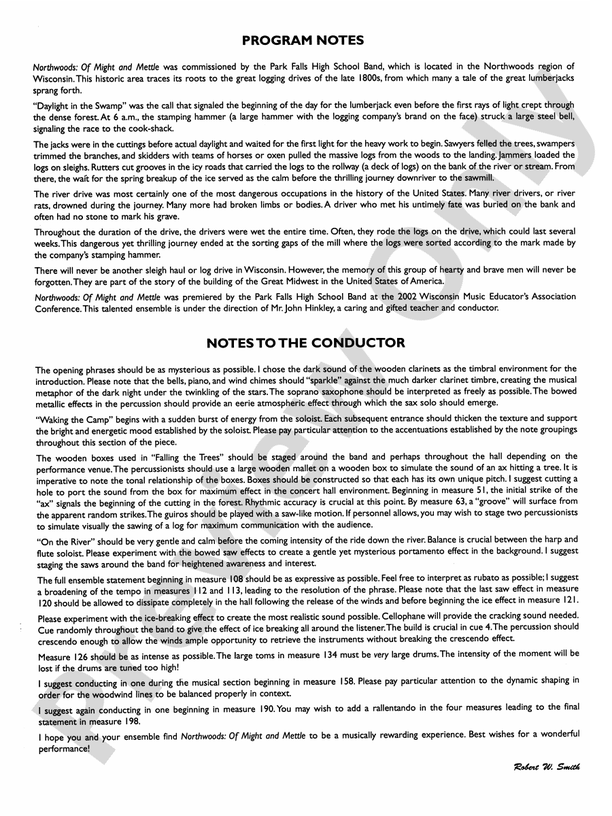 Northwoods: Of Might and Mettle - Concert Band Conductor Score & Parts (Digital Download)
