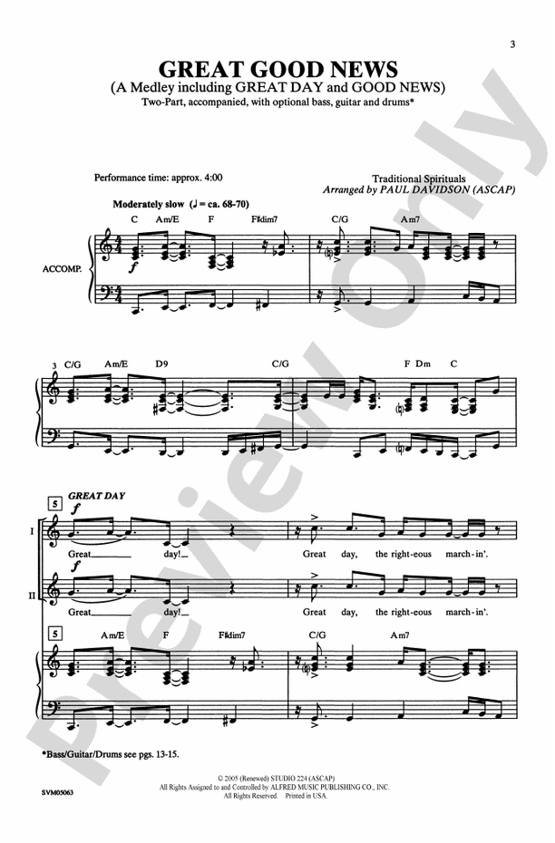 Great Good News (A Medley) – 2-Part Choral Octavo (Digital Download)