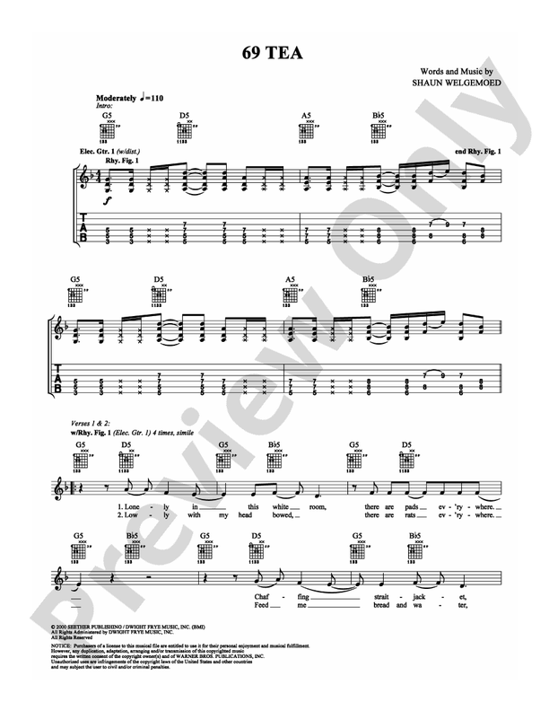 69 Tea - Guitar TAB (Digital Download)