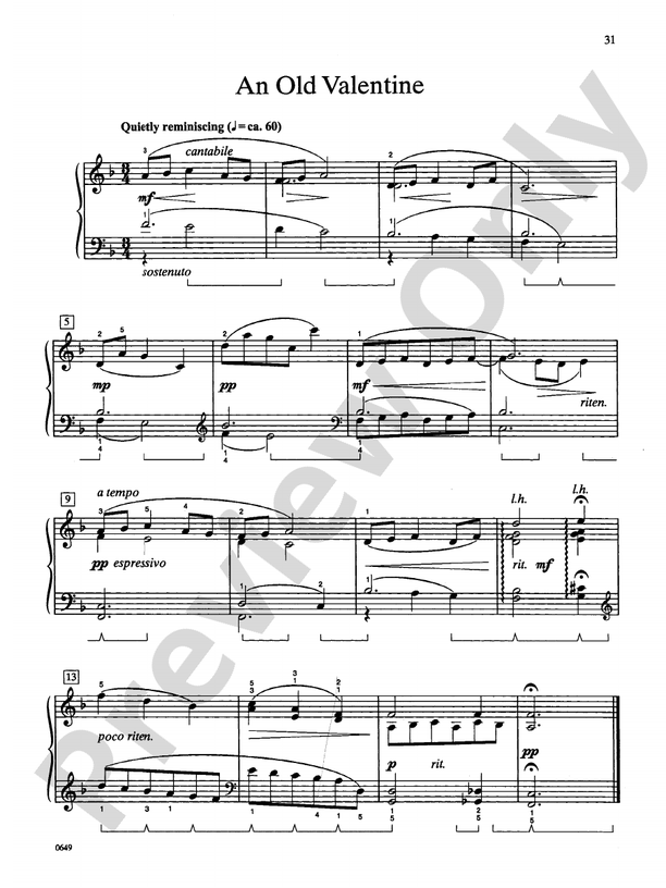 An Old Valentine - Piano Solo (Digital Download)