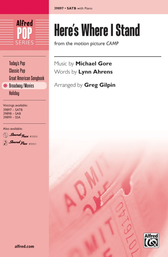 Here's Where I Stand (from the motion picture Camp) – SATB Choral Octavo (Digital Download)