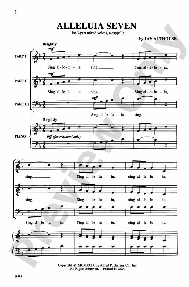 Alleluia Seven - 3-Part Mixed, a cappella Choral Octavo (Digital Download)