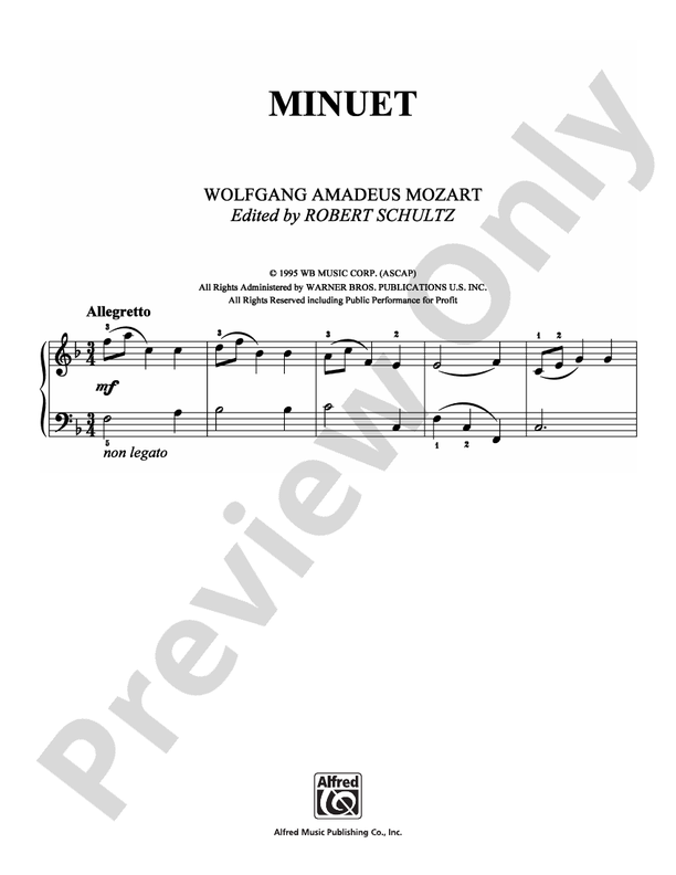 Mozart - Minuet (Warner Bros.) - Easy Piano (Digital Download)