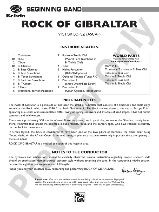 Rock of Gibraltar - Concert Band Conductor Score & Parts (Digital Download)