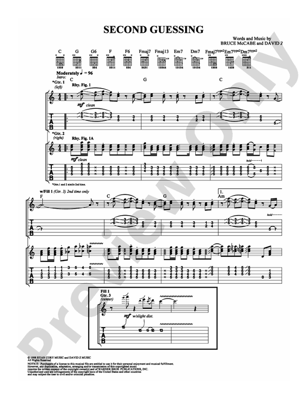 Second Guessing - Guitar TAB (Digital Download)