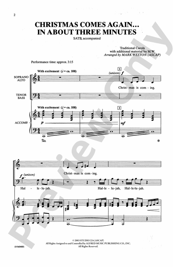 Christmas Comes Again ... In About Three Minutes – SATB Choral Octavo (Digital Download)