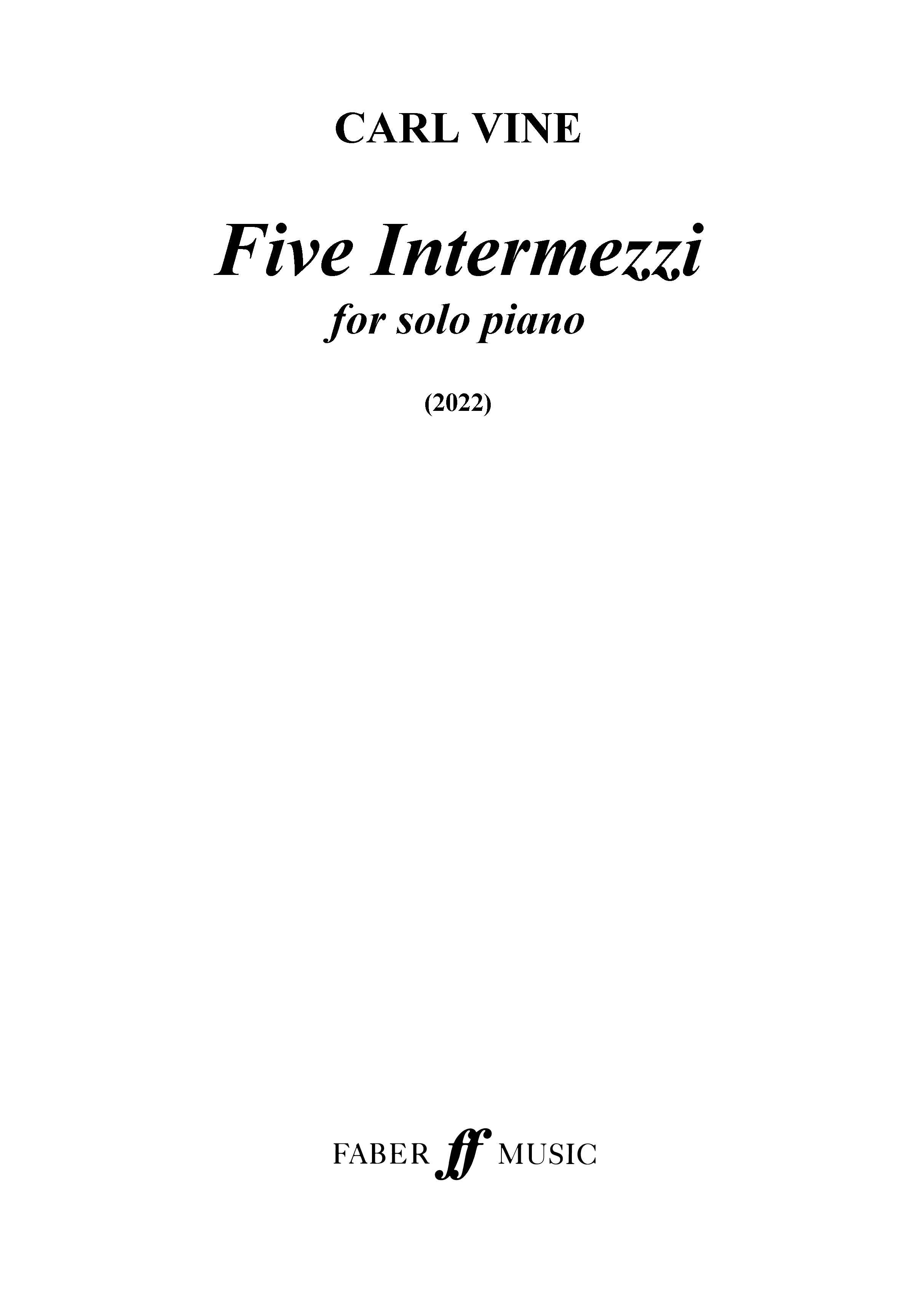Five Intermezzi - Piano Solo (Digital Download)