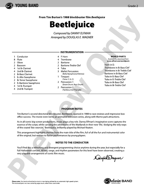 Beetlejuice - Concert Band Conductor Score & Parts (Digital Download)
