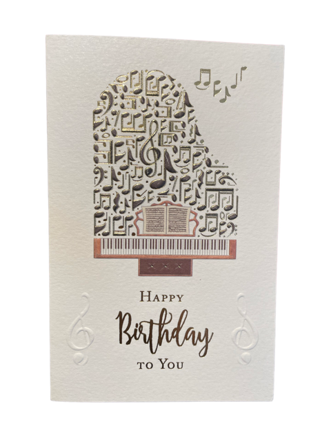 Greeting Card - Happy Birthday to You Grand Piano with Gilded Notes