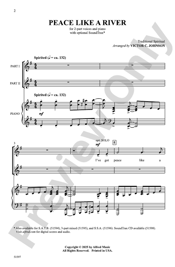 Peace Like a River - 2 Part Treble Choral Octavo (Digital Download)
