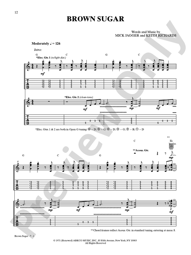 Brown Sugar - Guitar TAB (Digital Download)