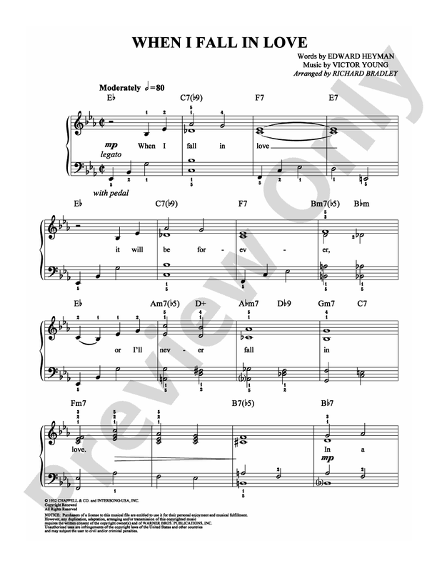 When I Fall in Love - Arr. Richard Bradley - Easy Piano (Digital Download)