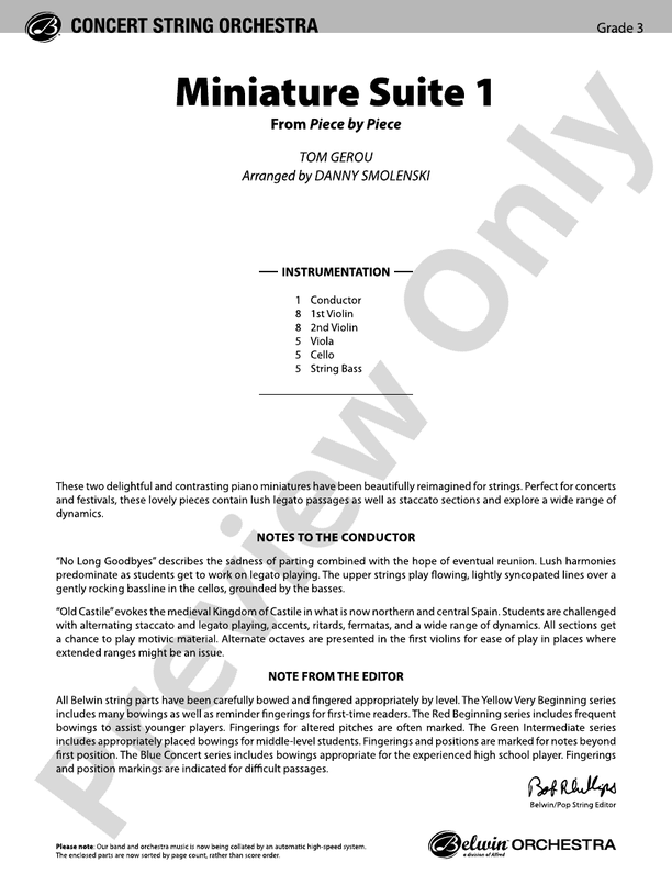 Miniature Suite 1 – String Orchestra Conductor Score & Parts (Digital Download)