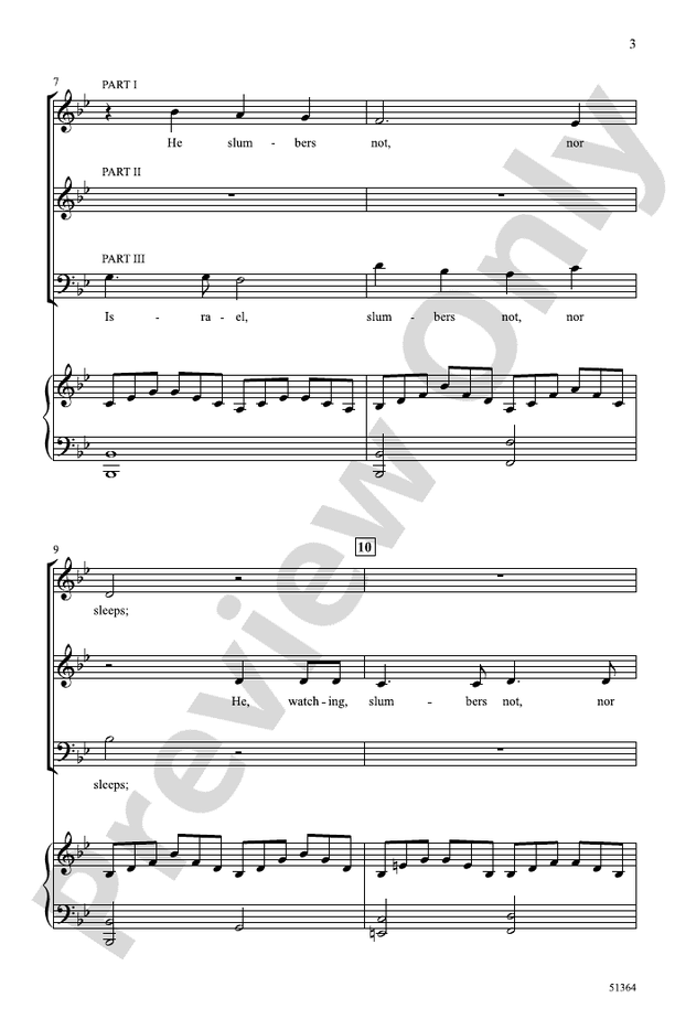 He, Watching Over Israel (PerformancePlus+) - 3 Part Mixed Choral Octavo (Digital Download)