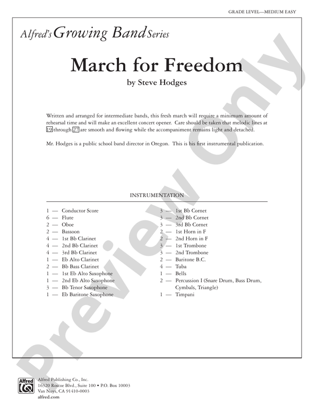 March for Freedom - Concert Band Conductor Score & Parts (Digital Download)