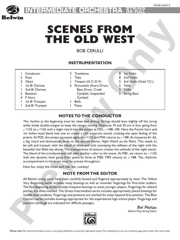 Scenes from the Old West – Full Orchestra Conductor Score & Parts (Digital Download)