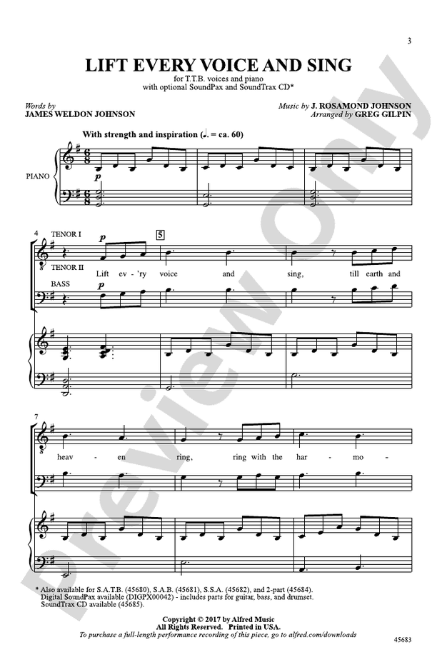 Lift Every Voice and Sing – TTB Choral Octavo (Digital Download)