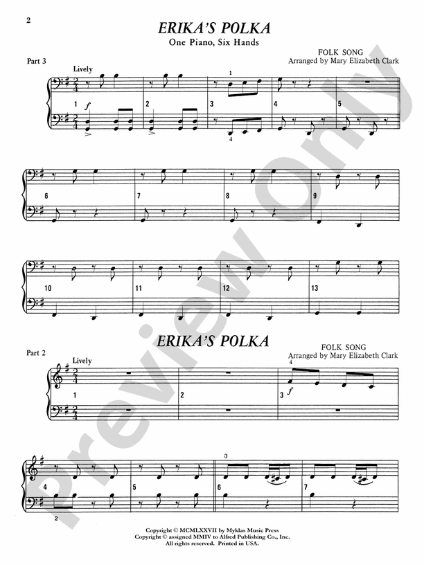 Erika's Polka - 1 Piano, 6 Hands (Digital Download)