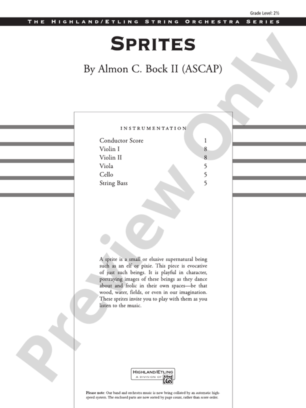 Sprites – String Orchestra Conductor Score & Parts (Digital Download)