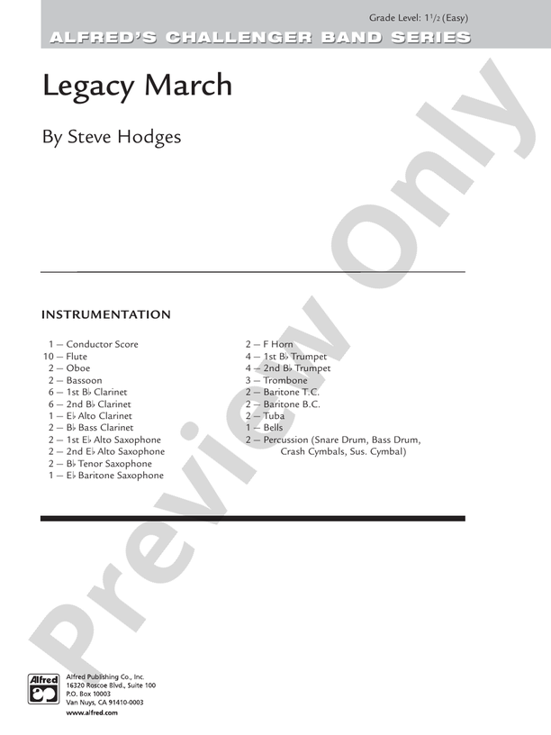Legacy March - Concert Band Conductor Score & Parts (Digital Download)