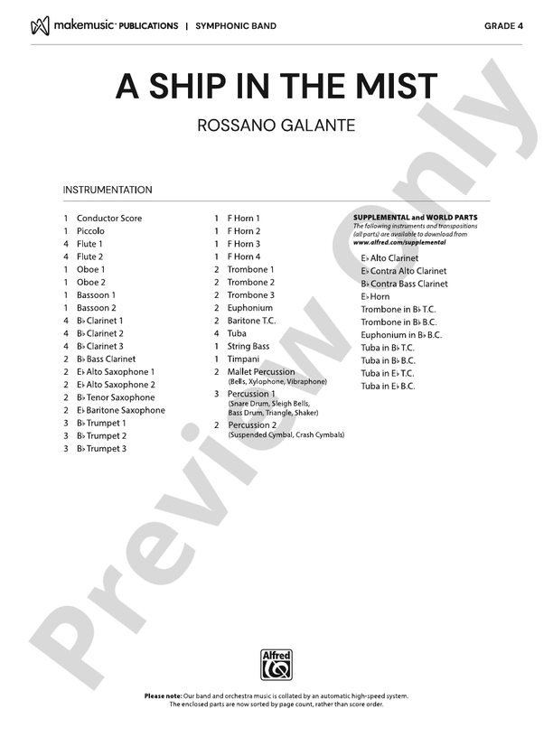 A Ship in the Mist – Concert Band Conductor Score & Parts (Digital Download)