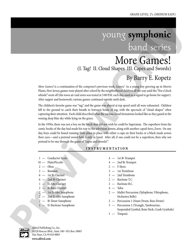 More Games! - Concert Band Conductor Score & Parts (Digital Download)