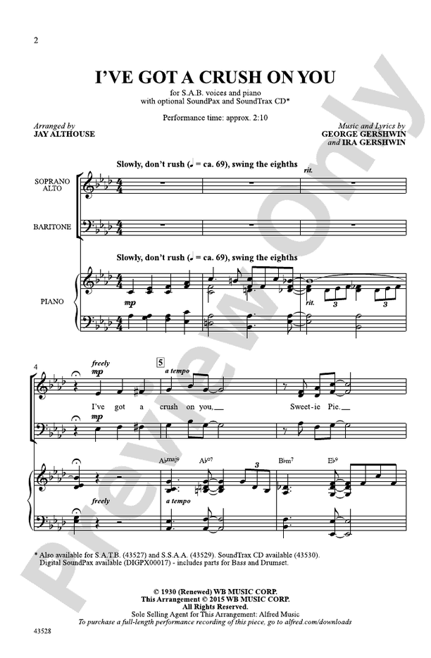 I've Got a Crush on You – SAB Choral Octavo (Digital Download)