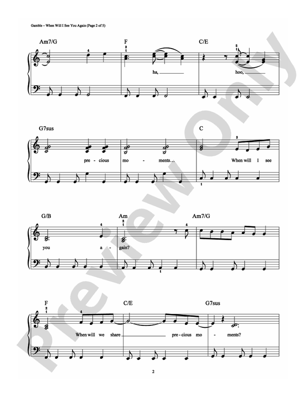 When Will I See You Again - Arr. Richard Bradley - Easy Piano (Digital Download)