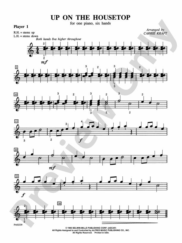 Up on the Housetop - 1 Piano, 6 Hands (Digital Download)