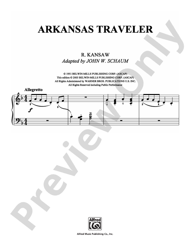 Arkansas Traveler - Arr. John W Schaum - Easy Piano (Digital Download)
