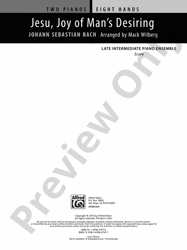 Jesu, Joy of Man's Desiring - 2 Pianos, 8 Hands (Digital Download)