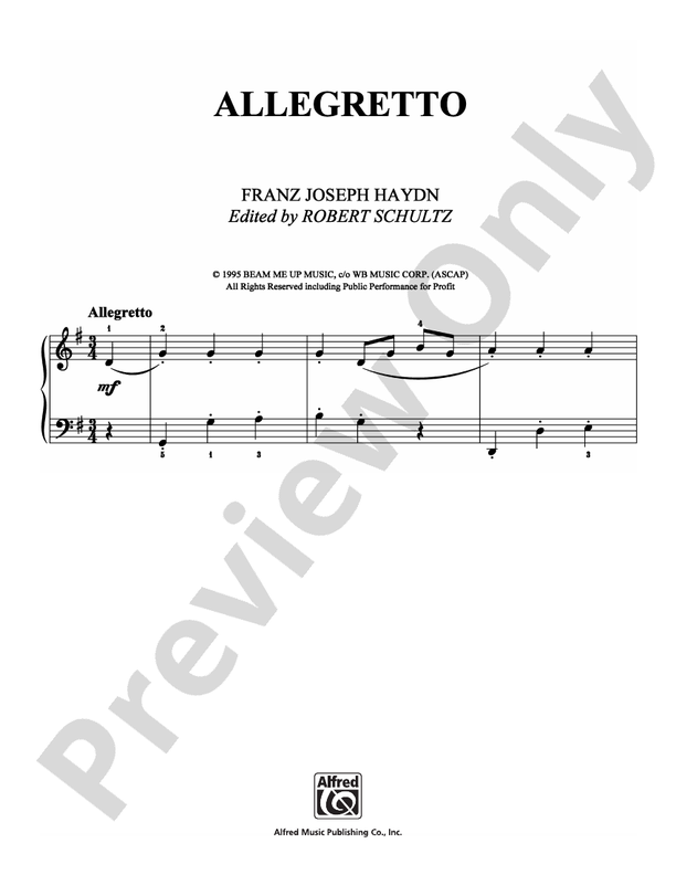 Haydn - Allegretto - Easy Piano (Digital Download)