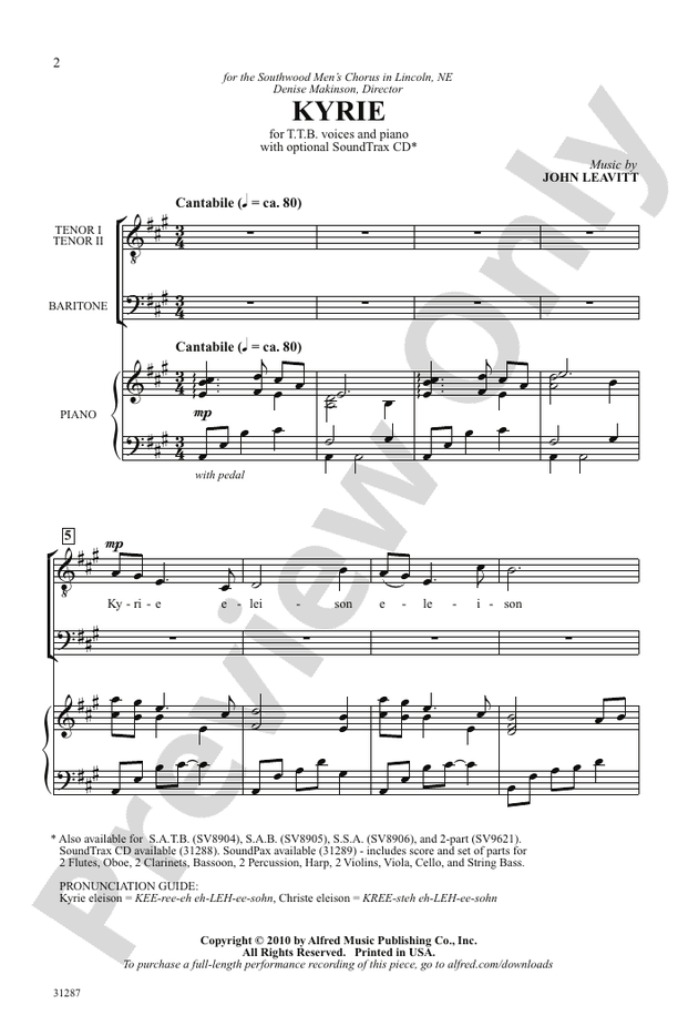Kyrie – TTB Choral Octavo (Digital Download)